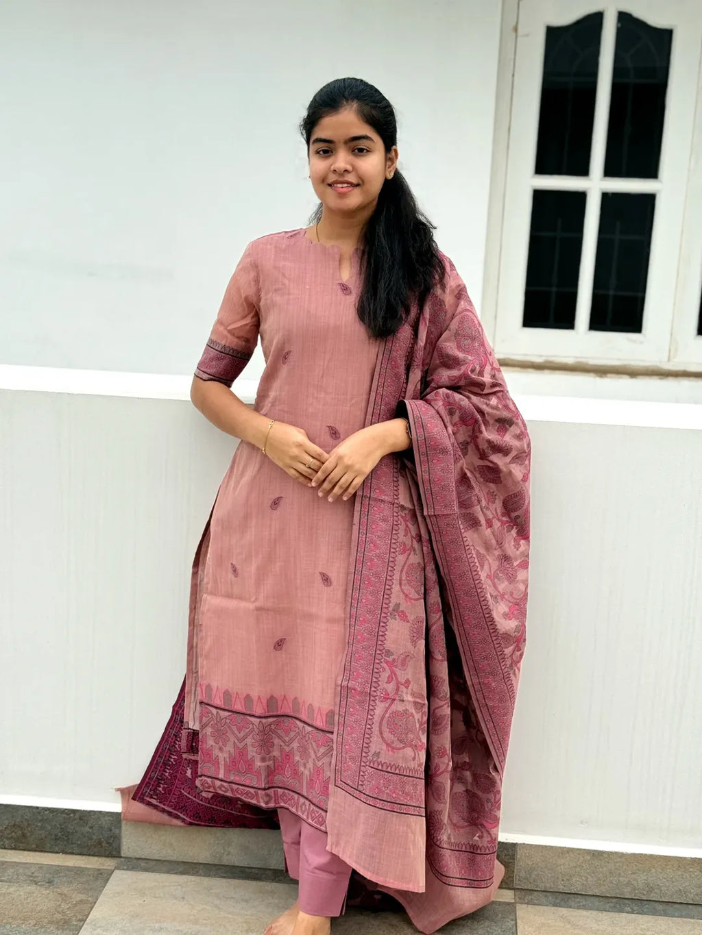 Premium Jamdani Linen Kurti Set for Women | Co-ord with Stole