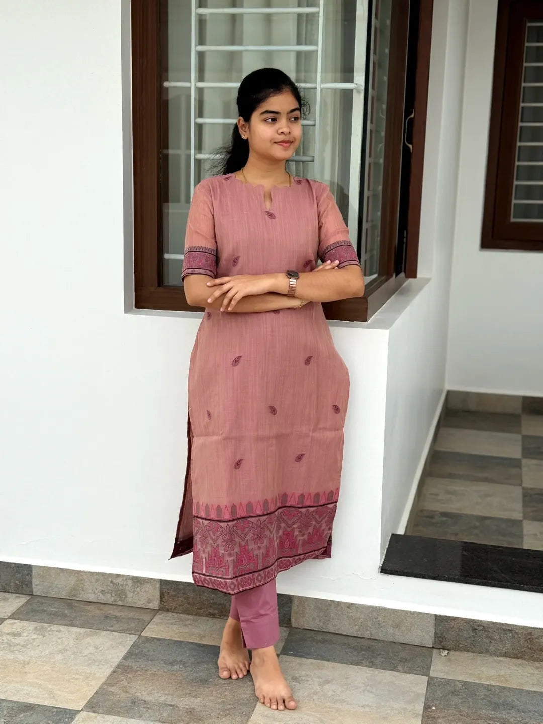 Premium Jamdani Linen Kurti Set for Women | Co-ord with Stole