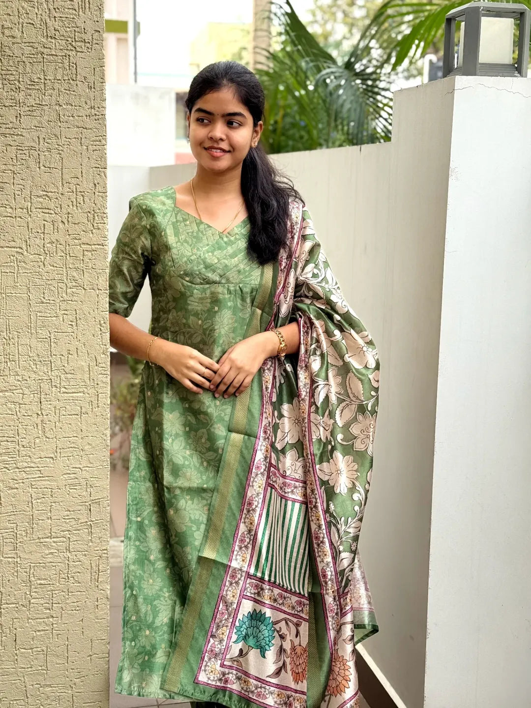 Semi Tusser Silk Kurti Set for Women | 3 Piece with Lining