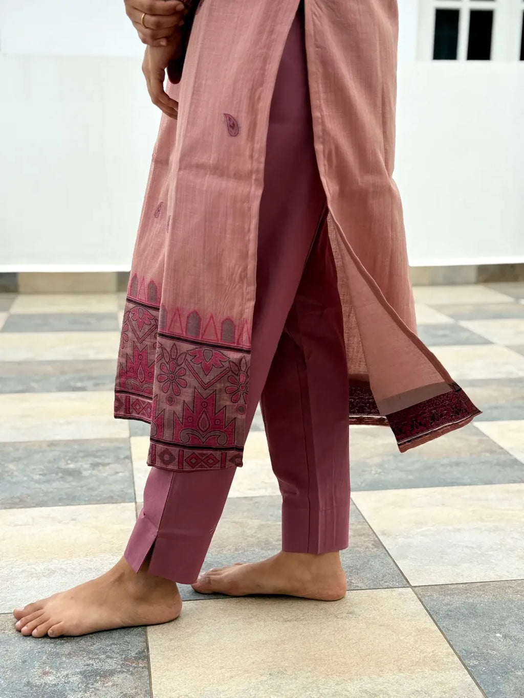 Premium Jamdani Linen Kurti Set for Women | Co-ord with Stole