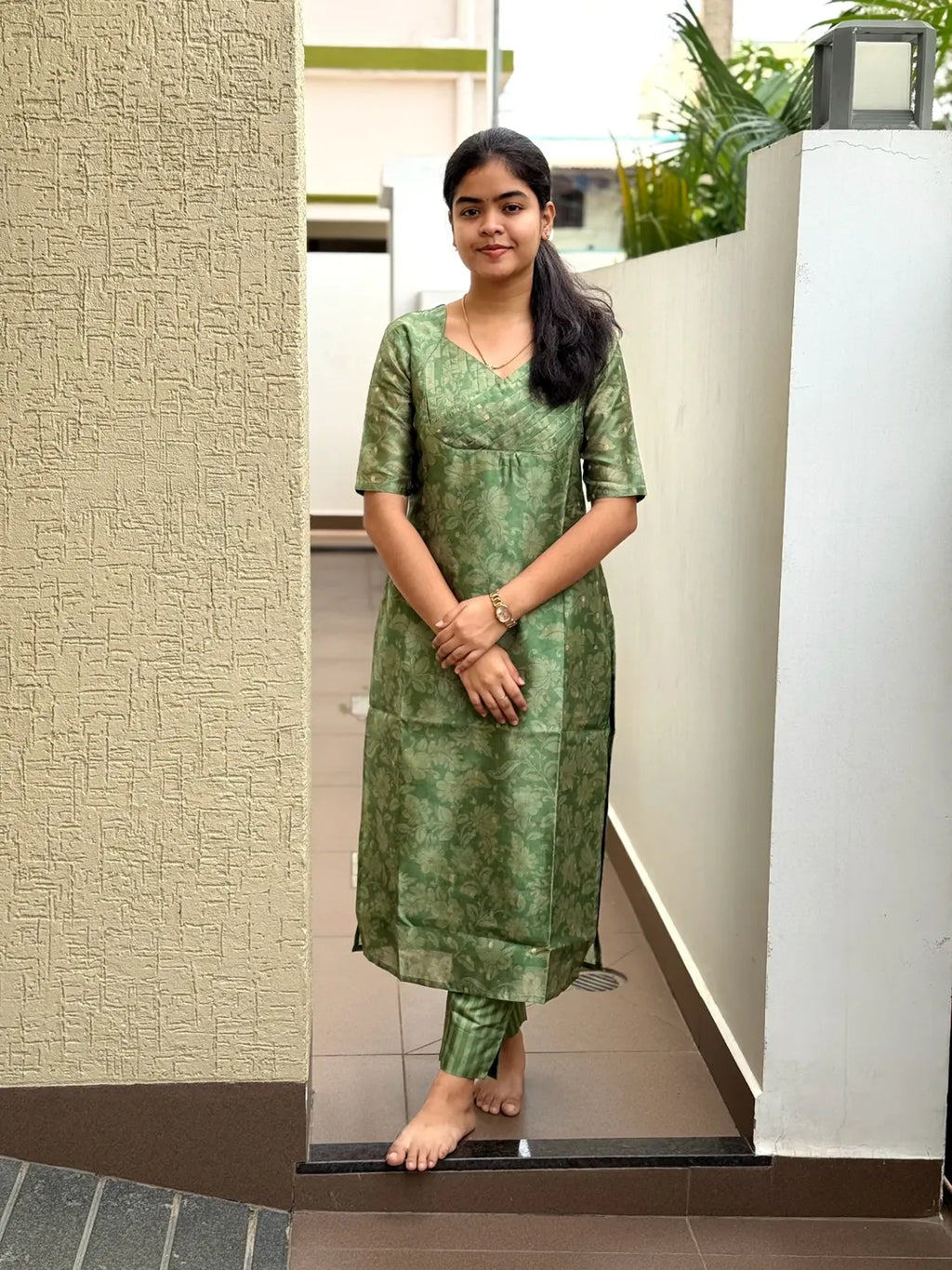 Semi Tusser Silk Kurti Set for Women | 3 Piece with Lining