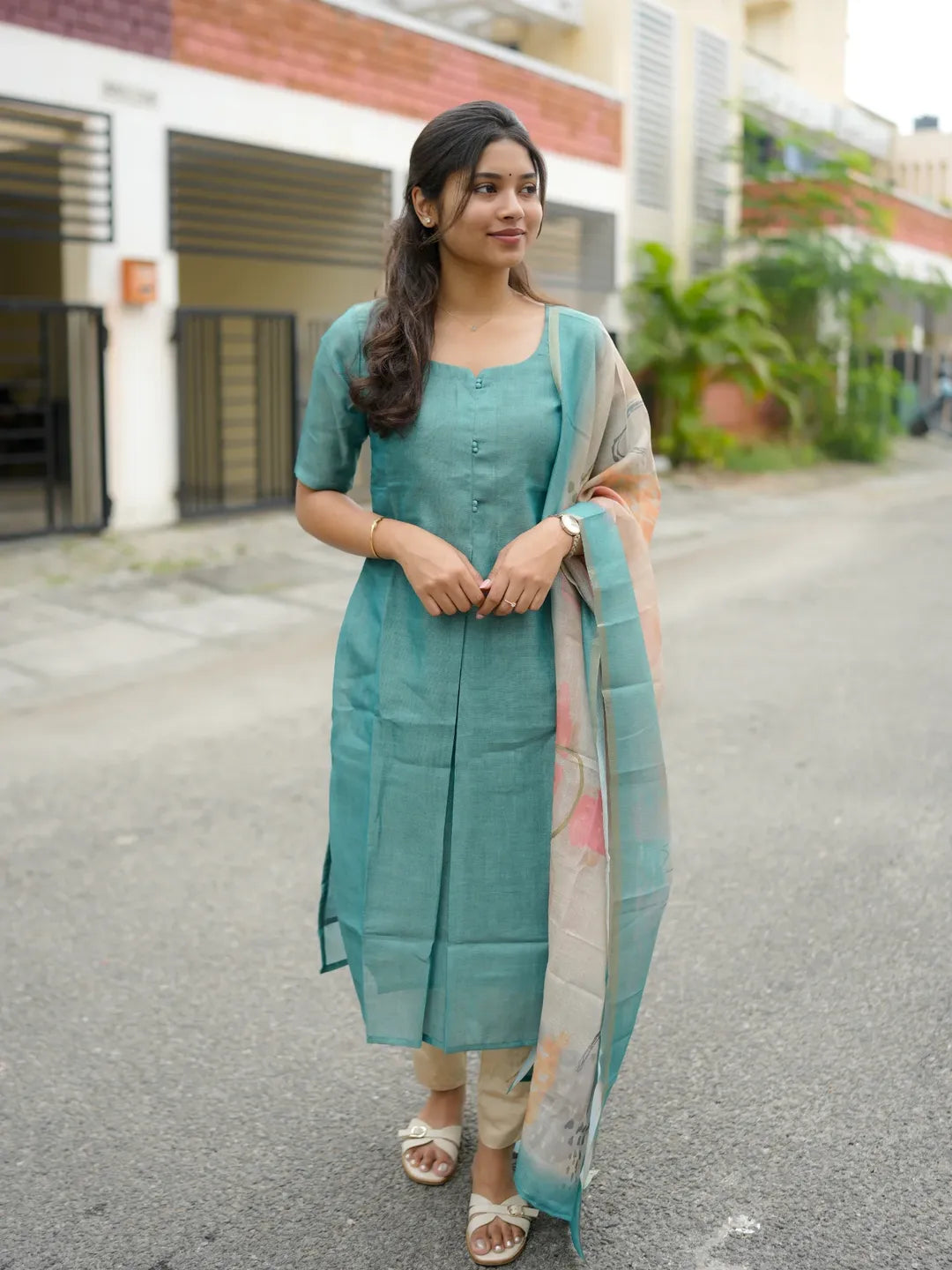 Premium linen tissue kurti set