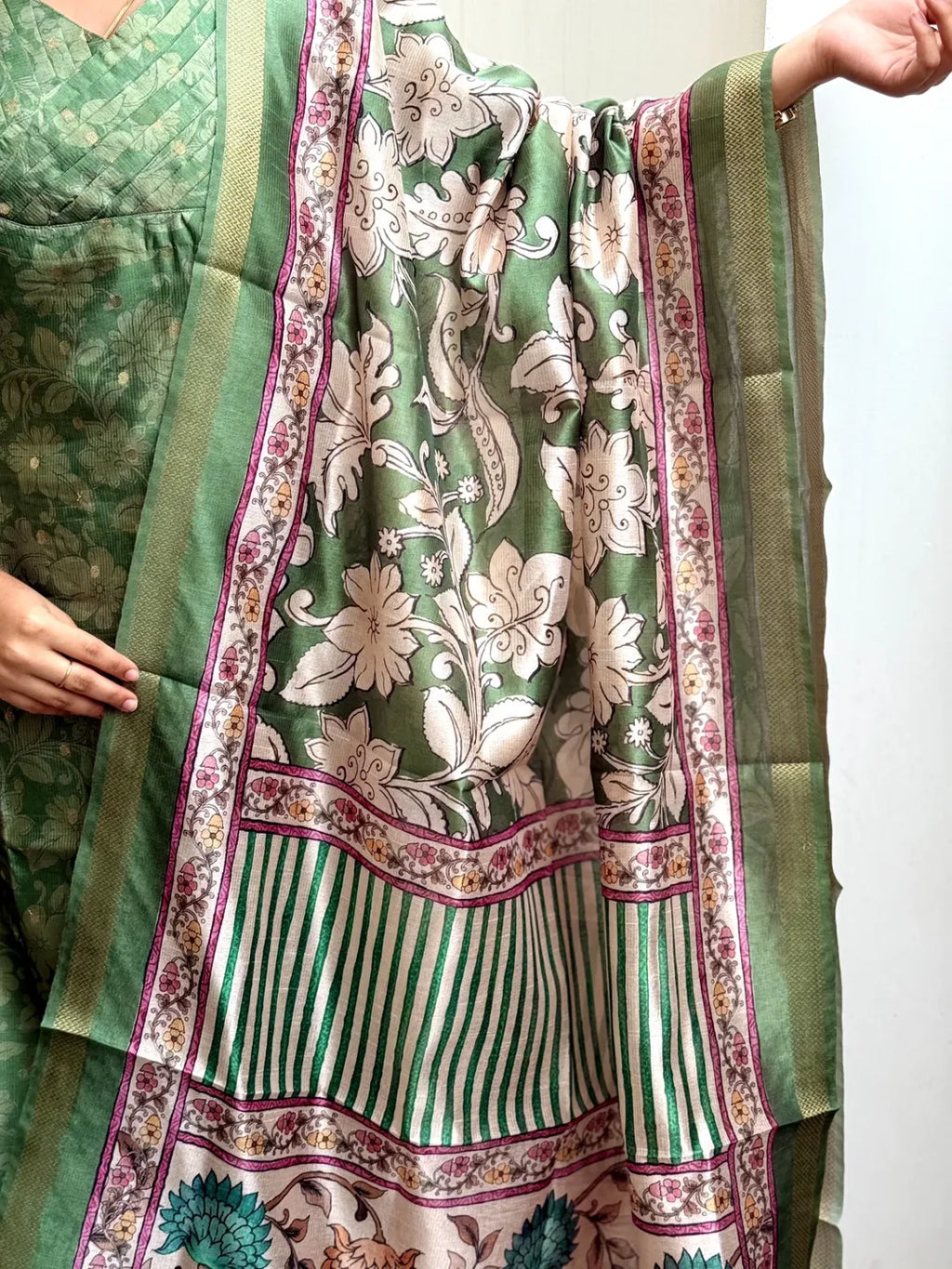 Semi Tusser Silk Kurti Set for Women | 3 Piece with Lining