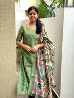 Semi Tusser Silk Kurti Set for Women | 3 Piece with Lining