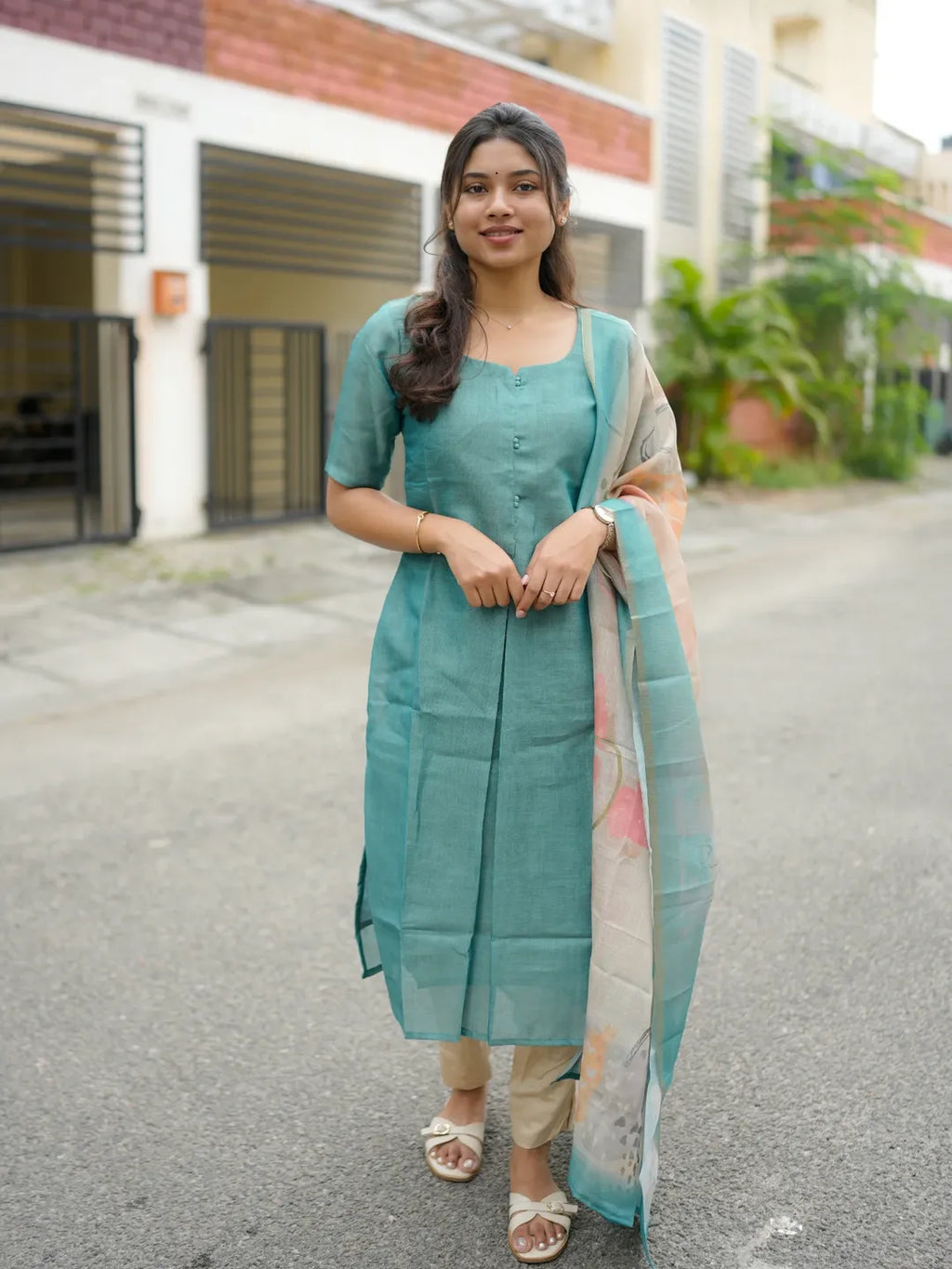 Premium linen tissue kurti set