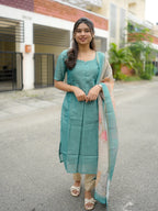 Premium linen tissue kurti set