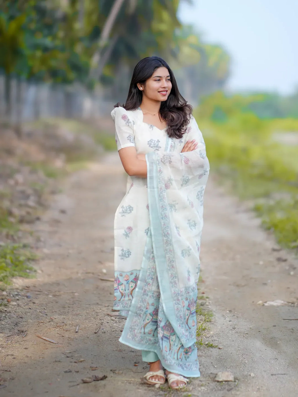Pure linen set with beautiful dupatta
