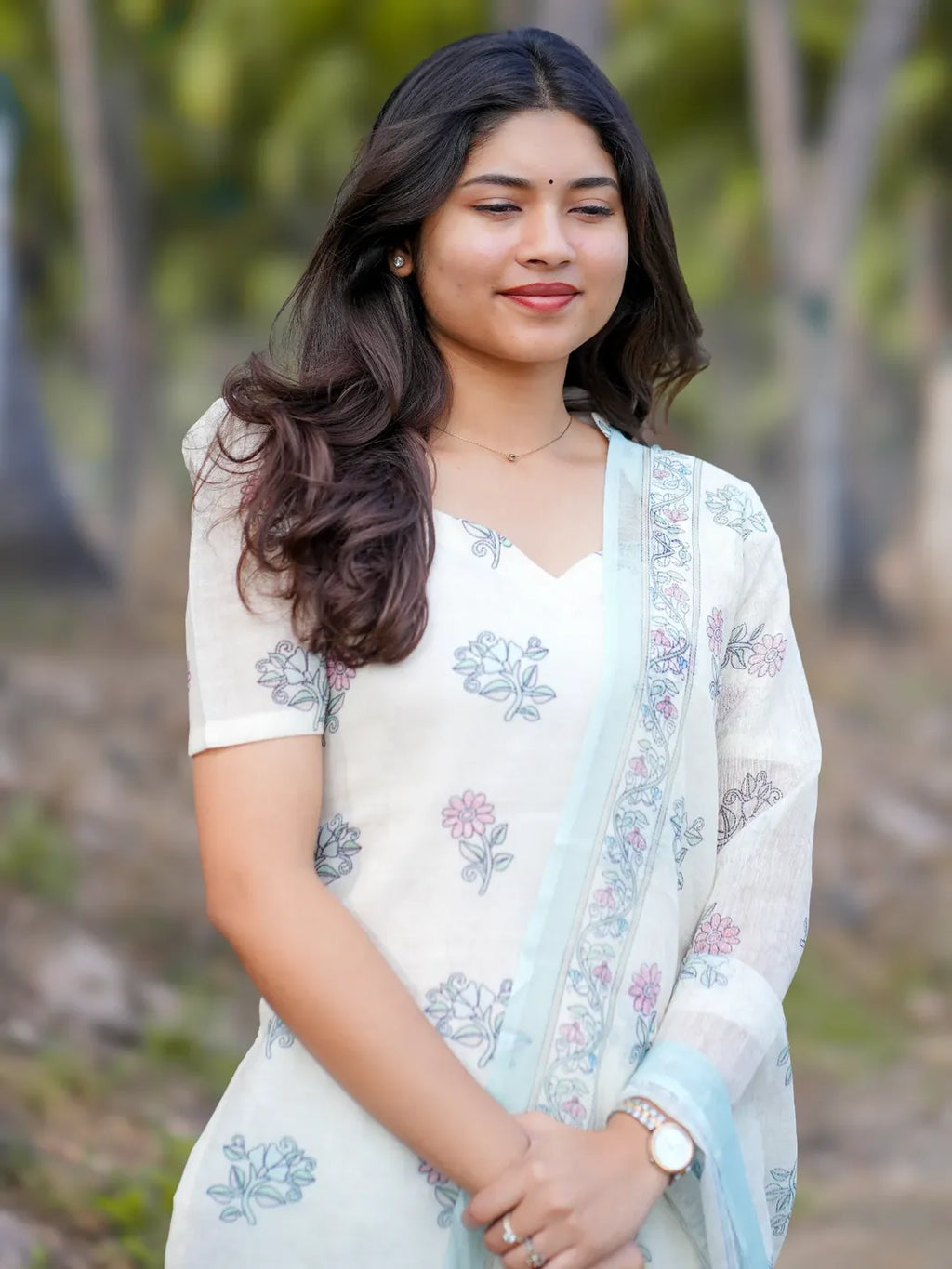 Pure linen set with beautiful dupatta