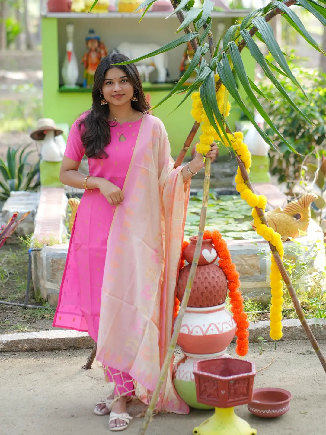 Tusser coord sets with jaccard dupatta