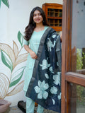 Premium tusser coord set with printed dupatta
