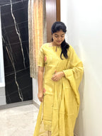 Premium Jamdhani jacquard weave kurti with dupatta set