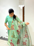 Floral Printed Kurti with Dupatta