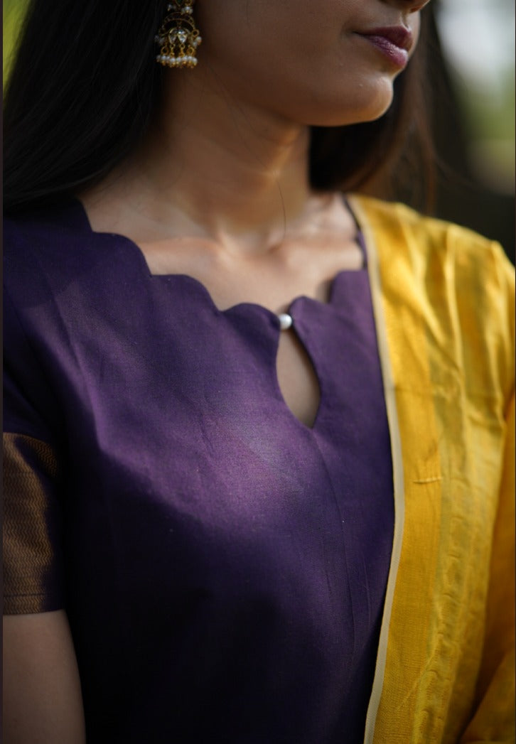 Mangalagiri co-ord set, paired with a delicately woven zari dupatta.