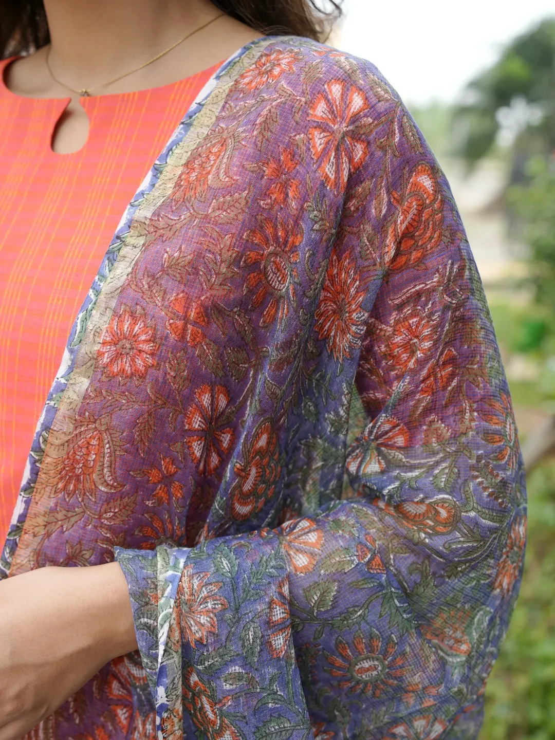 cotton co ord set with beautiful kota doria dupatta - Image 3