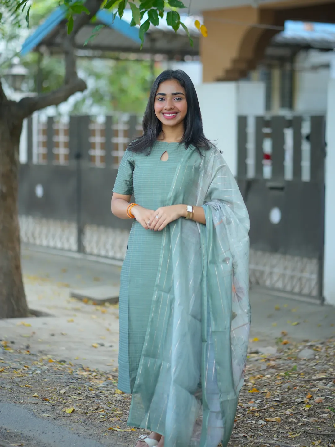 Premium zari tusser coord sets with floral printed dupatta